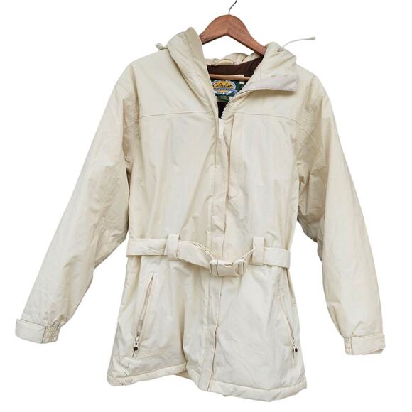 Cabela's Fur Hooded Snow Jacket Off White Size M - Picture 1 of 4